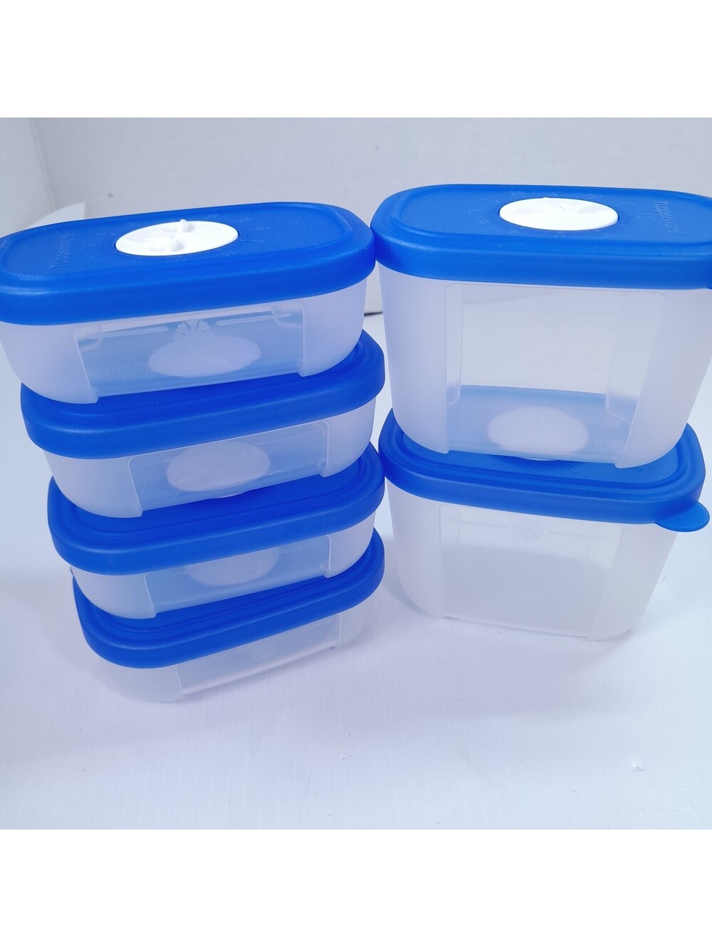 Tupperware Smart Dial Container set 6 Freezer Safe Blue Lid 4160C 4154C 4161c